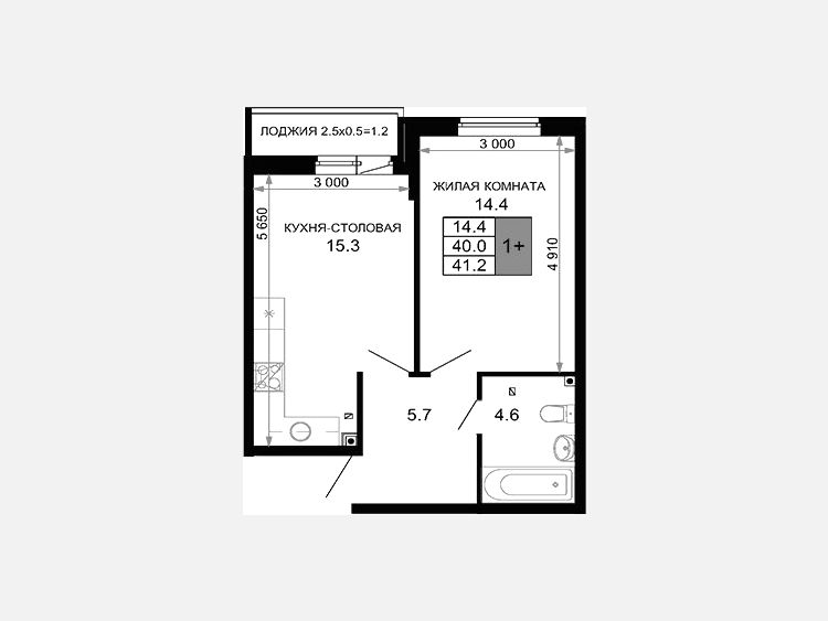 2-комнатная квартира, 40 м², 2/16 этаж фото 0
