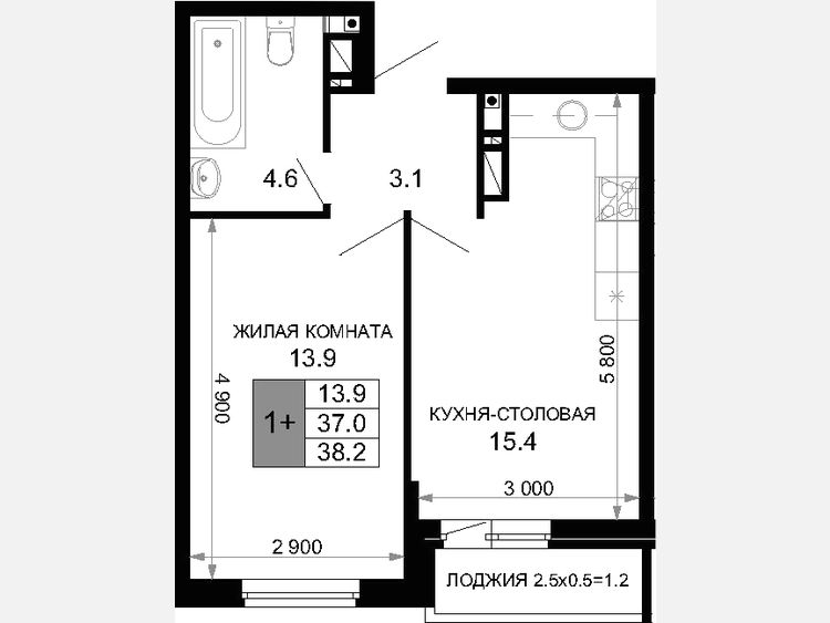 2-комнатная квартира, 37 м², 9/16 этаж фото 0