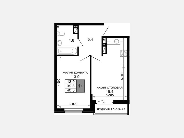 2-комнатная квартира, 39.30 м², 12/16 этаж фото 0