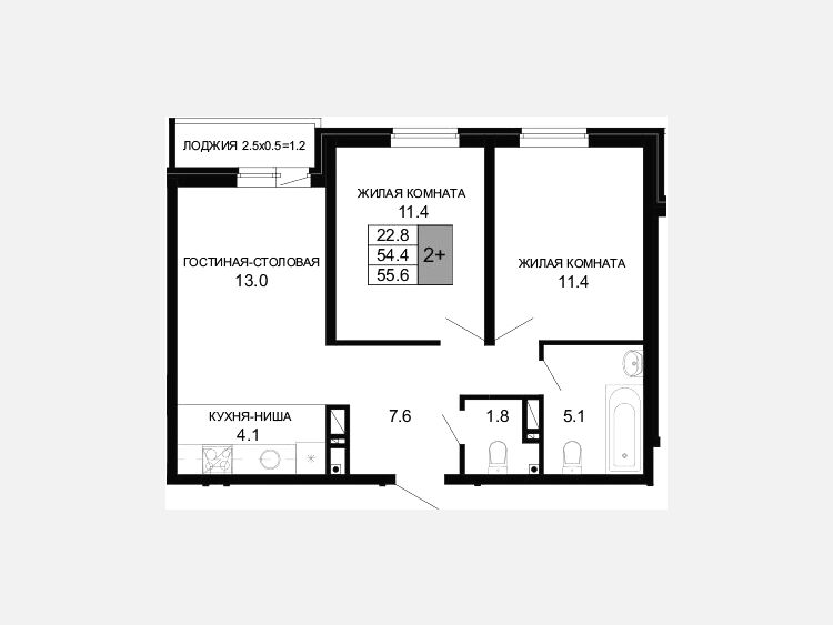 3-комнатная квартира, 54.40 м², 6/16 этаж фото 0